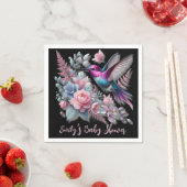 ハミングバ鮮やかードとピンクの開花赤ちゃんシャワー スタンダードカクテルナプキン (インサイチュ)