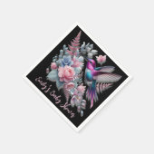 ハミングバ鮮やかードとピンクの開花赤ちゃんシャワー スタンダードカクテルナプキン (角)