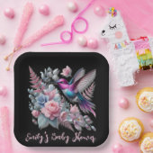 ハミングバ鮮やかードとピンクの開花赤ちゃんシャワー ペーパープレート (パーティー)