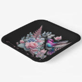 ハミングバ鮮やかードとピンクの開花赤ちゃんシャワー ペーパープレート (傾斜あり)