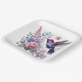 ハミングバ鮮やかードとピンクの開花赤ちゃんシャワー ペーパープレート (傾斜あり)