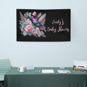 ハミングバ鮮やかードとピンクの開花赤ちゃんシャワー 横断幕 (トレードショー)