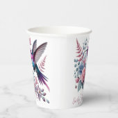 ハミングバ鮮やかードとピンクの開花赤ちゃんシャワー 紙コップ (右)