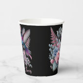 ハミングバ鮮やかードとピンクの開花赤ちゃんシャワー 紙コップ (左)