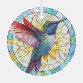 ハミングバ鮮やかードステンド ガラスオーナメント (正面)