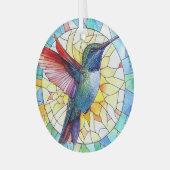 ハミングバ鮮やかードステンド ガラスオーナメント (正面左)
