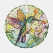 ハミングバ鮮やかードステンド ガラスオーナメント (正面)