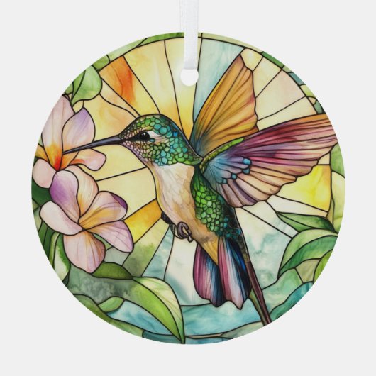 ハミングバ鮮やかードステンド ガラスオーナメント (裏面)