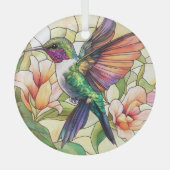 ハミングバ鮮やかードステンド ガラスオーナメント (正面)