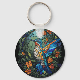 ハミング飛んでいる鳥ステンドガカラフルラス キーホルダー