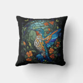 ハミング飛んでいる鳥ステンドガカラフルラス クッション (裏面)