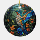 ハミング飛んでいる鳥ステンドガカラフルラス セラミックオーナメント (裏面)