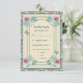 ハミング鳥とハイビスカス – 結婚の応答カード 出欠カード (スタンド正面)