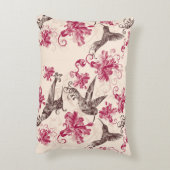 ハミング鳥とバラ色の花 アクセントクッション (裏面(縦))