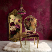 ハミング鳥とフローラ、バーガンディと金ゴールド背景 薄葉紙