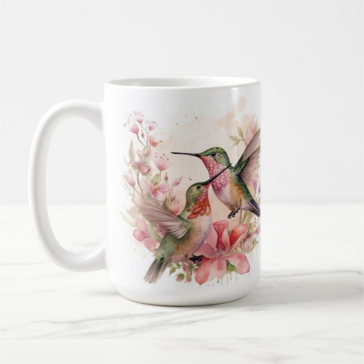 ハミング鳥と花 コーヒーマグカップ (左)