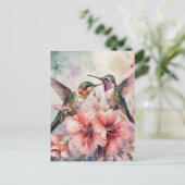 ハミング鳥と花 ポストカード (スタンド正面)