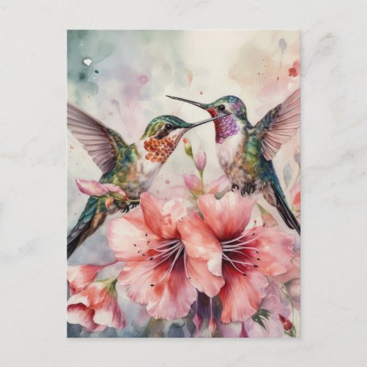 ハミング鳥と花 ポストカード (正面)