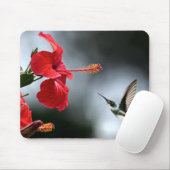 ハミング鳥と赤い花 マウスパッド (マウス)