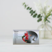 ハミング鳥と赤い花 名刺 (スタンド正面)