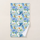 ハミング鳥と青あじさいタオル バスタオルセット (ハンドタオル)