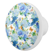 ハミング鳥と青あじさい セラミックノブ (右)