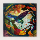 ハミング鳥ステンドグラス ジグソーパズル (横)