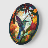 ハミング鳥ステンドグラス ラージ壁時計 (傾斜)