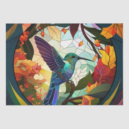 ハミング鳥ステンドグラス 薄葉紙 (正面)