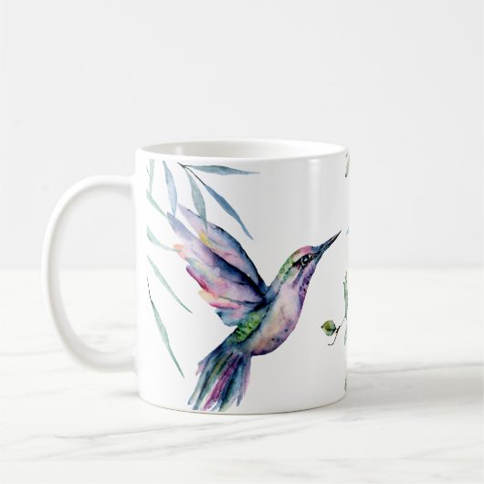 ハミング鳥フローラ美しい コーヒーマグカップ (左)