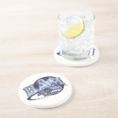 ハムのロゴの青いアマチュア無線オペレータ コースター (側面)