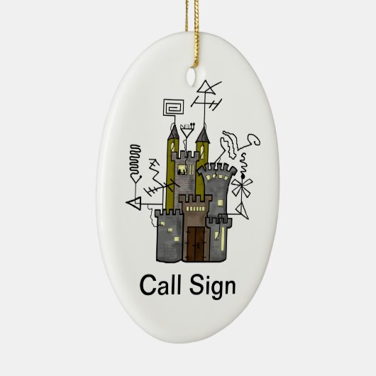 ハムのRADIO SHACKの城のクリスマスのオーナメント セラミックオーナメント (右)