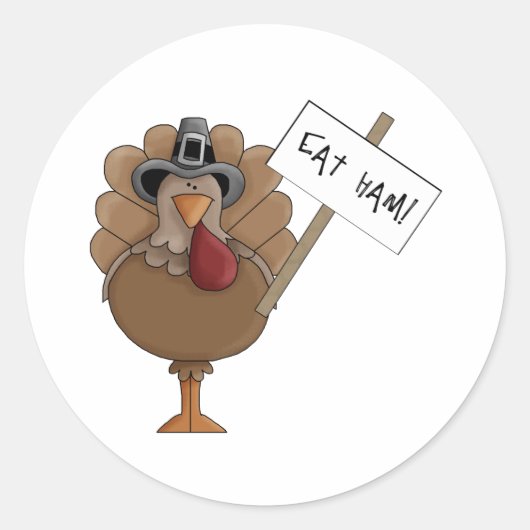 ハムを食べて下さい ラウンドシール (正面)