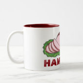 ハムイットアップクリスマスおもしろいノベルティフードホリデーマグカップ ツートーンマグカップ (左)