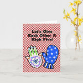 ハムサとミトン  ユニークなクリスマス＆ハヌカ 祝賀カード カード (黄色い花)