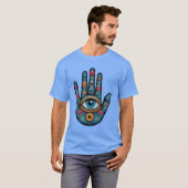 ハムサの手と目のアートイラスト Tシャツ (正面フル)