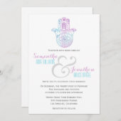 ハムサの手の結婚式 紫と青の招待状 招待状 (正面/裏面)