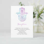 ハムサの手 パープル ブルー 結婚式 披露宴 案内カード エンクロージャーカード (スタンド正面)