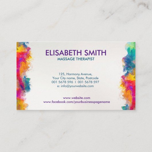 ハムサカラフルハンドペイズリーオーナメント 名刺 (裏面)