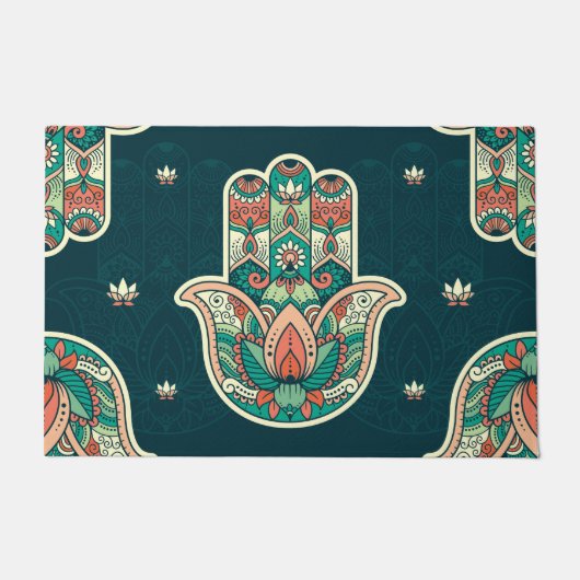 ハムサハムサモロッコユダヤ人の手歓迎 ドアマット (正面)