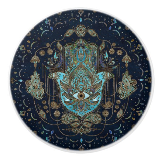 ハムサハンド-ファティマブルー宝石 セラミックノブ (正面)