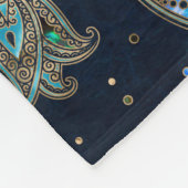 ハムサハンド-ファティマブルー宝石 フリースブランケット (角)