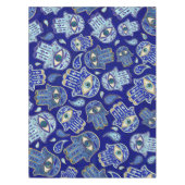 ハムサハンド – ファティマ柄の青い鉱物 テーブルクロス (正面)