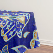 ハムサハンド – ファティマ柄の青い鉱物 テーブルクロス (インサイチュ)