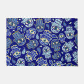 ハムサハンド – ファティマ柄の青い鉱物 ドアマット (正面)