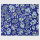 ハムサハンド – ファティマ柄の青い鉱物 ラッピングペーパー (フラット)