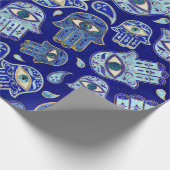 ハムサハンド – ファティマ柄の青い鉱物 ラッピングペーパー (角)