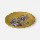 ハムサハートフラワーズオパールアートオン金ゴールド ペーパープレート (アングル)