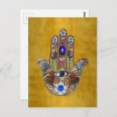 ハムサハートフラワーズオパールアートオン金ゴールド ポストカード (正面/裏面)