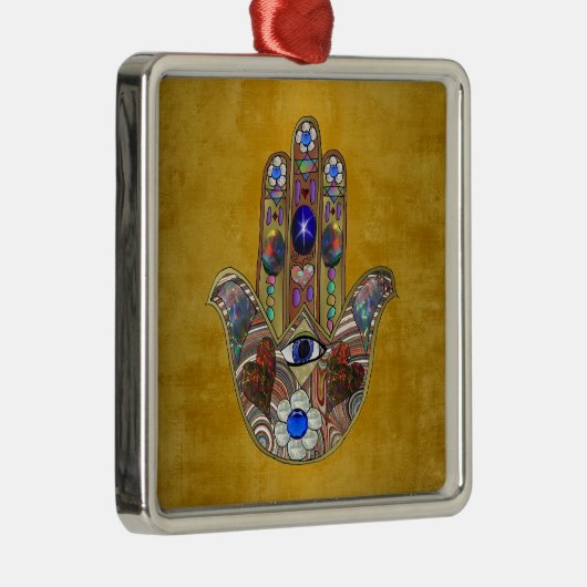 ハムサハートフラワーズオパールアートオン金ゴールド メタルオーナメント (右)